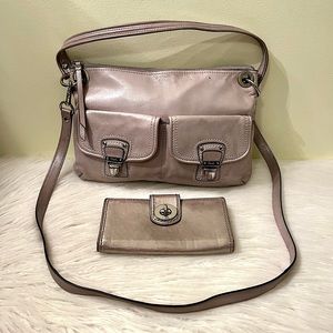 Coach Poppy Hippie Silver Metallic Leather Tote & Wallet